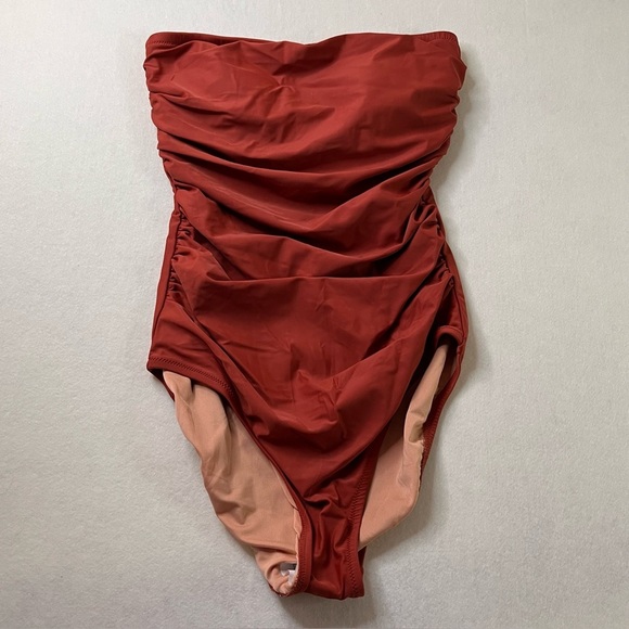J. Crew Re-Imagined One Piece Swimsuit in Rust Red Size 6 - Picture 1 of 10